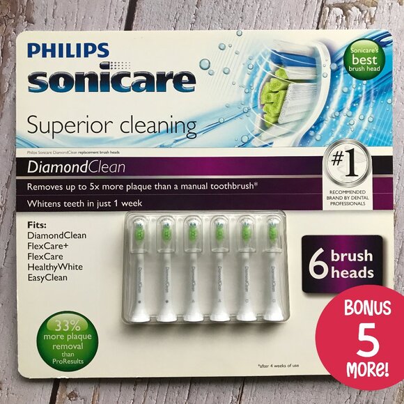 Philips Sonicare DiamondClean Brush Heads 6-Pack Plus Bonus 5 more brushes 🫧💦 - Picture 1 of 10